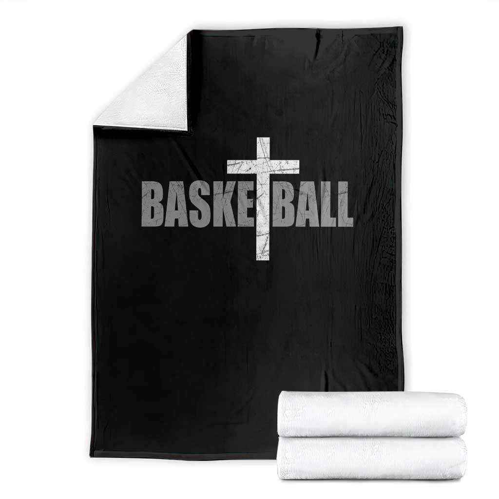 Christian Basketball Cross Throw Blanket Vintage Minimal Religious Faith TS10 Black Print Your Wear
