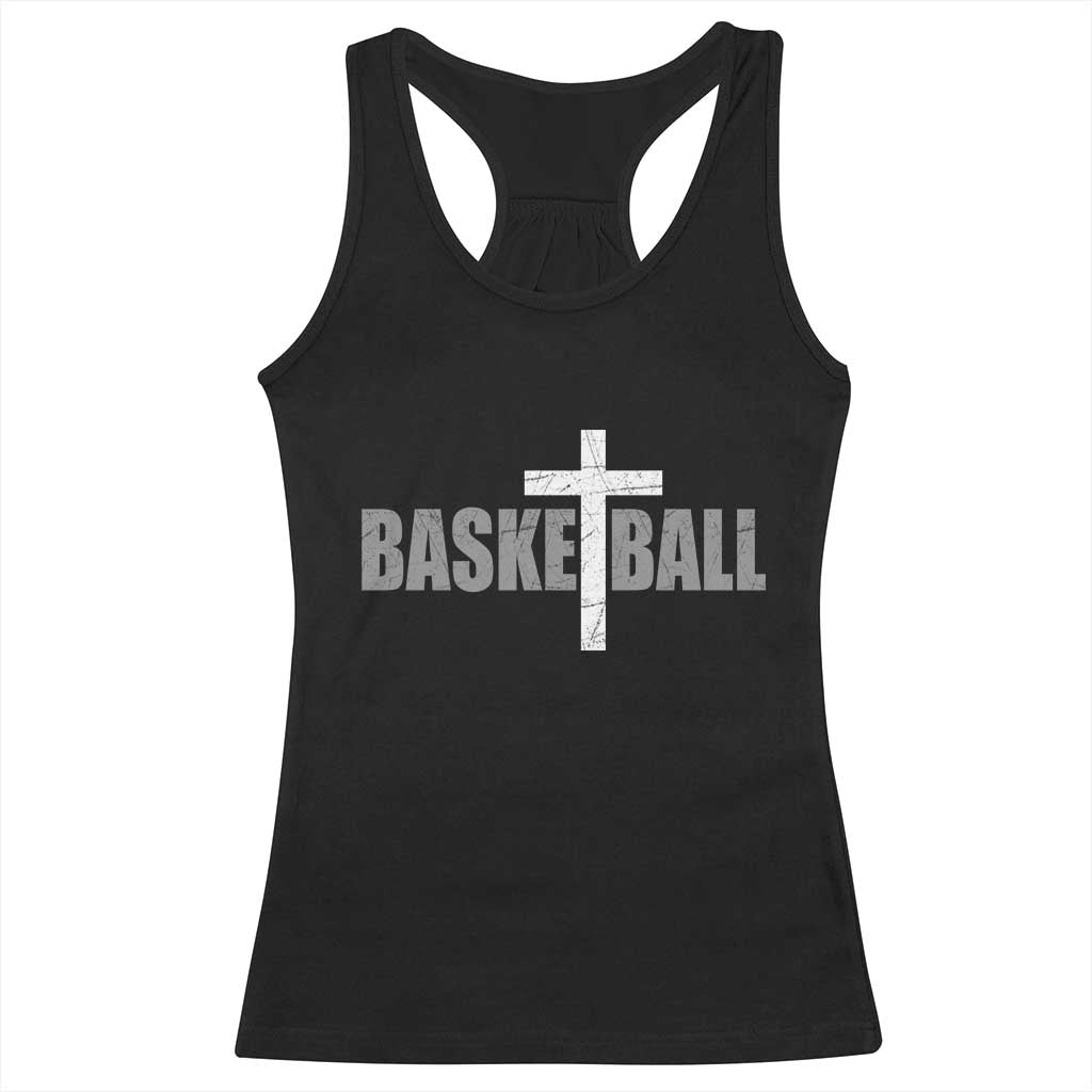 Christian Basketball Cross Racerback Tank Top Vintage Minimal Religious Faith TS10 Black Print Your Wear
