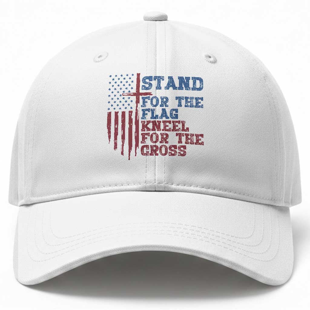 Stand For The Flag Kneel For The Cross Baseball Cap Cross US Flag American Patriotic Christian Faith 4th of July TS10 Print Your Wear