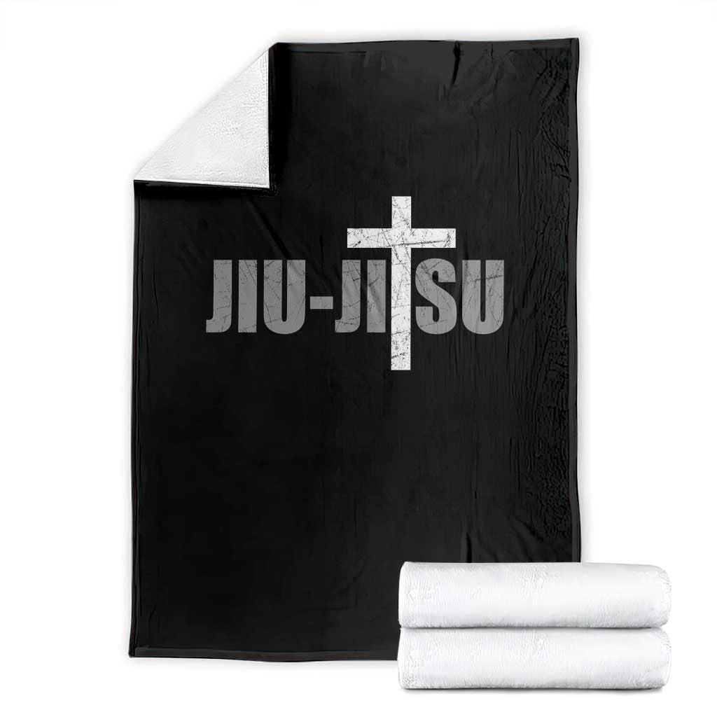 Jiu Jitsu Christian Cross Throw Blanket Retro Vintage Minimal Religious Faith TS10 Black Print Your Wear