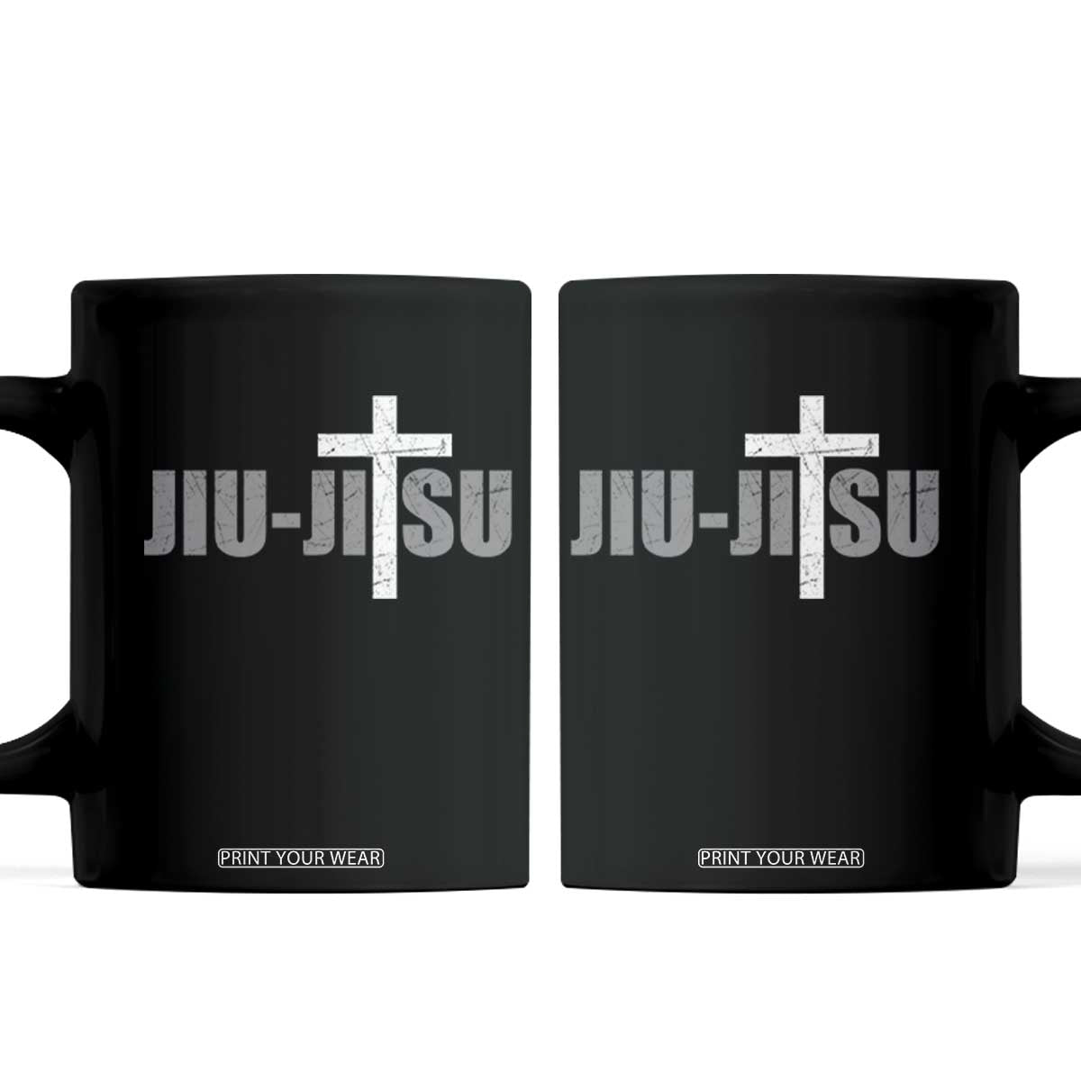 Jiu Jitsu Christian Cross Coffee Mug Retro Vintage Minimal Religious Faith TS10 Black Print Your Wear