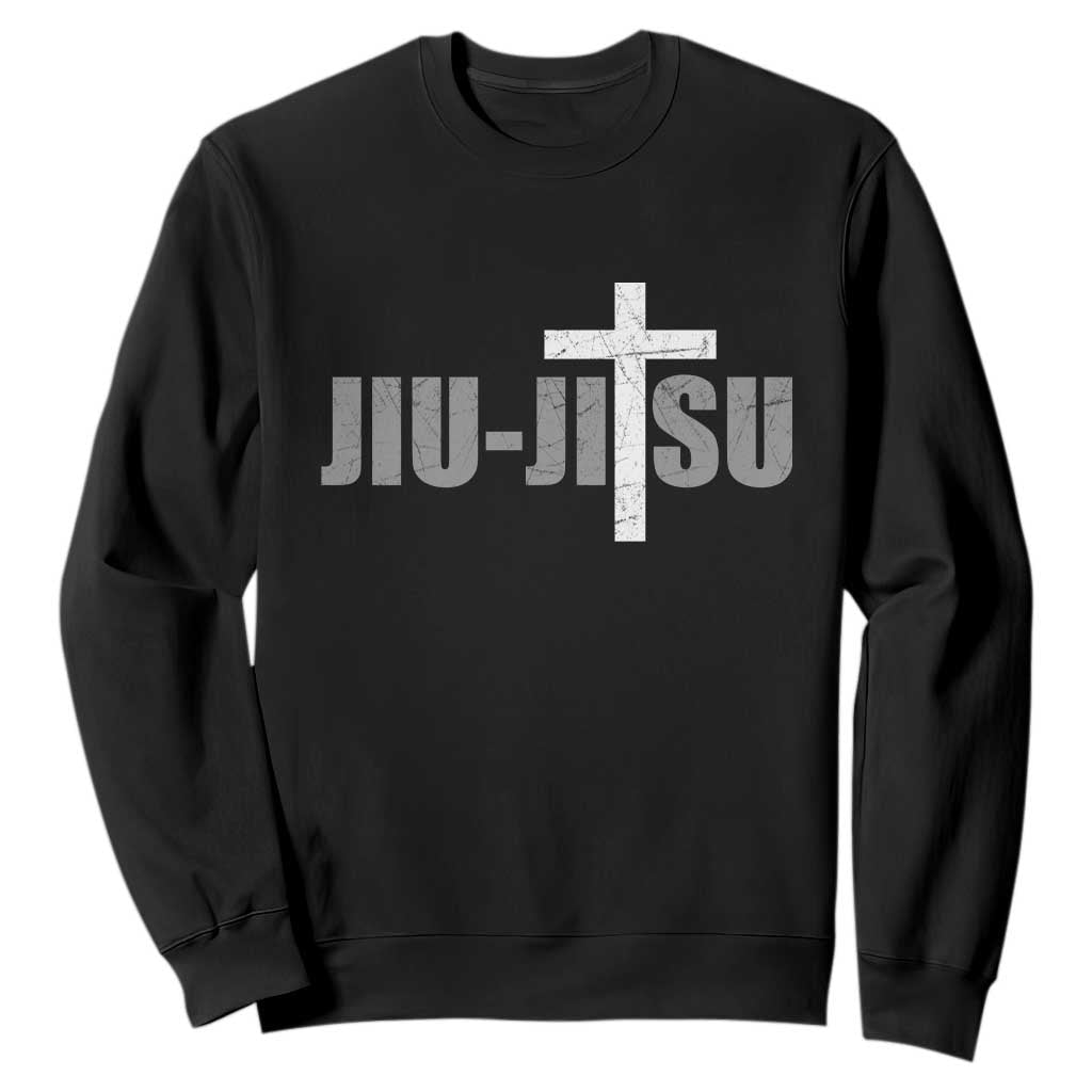 Jiu Jitsu Christian Cross Sweatshirt Retro Vintage Minimal Religious Faith TS10 Black Print Your Wear