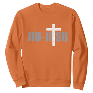 Jiu Jitsu Christian Cross Sweatshirt Retro Vintage Minimal Religious Faith TS10 Orange Print Your Wear