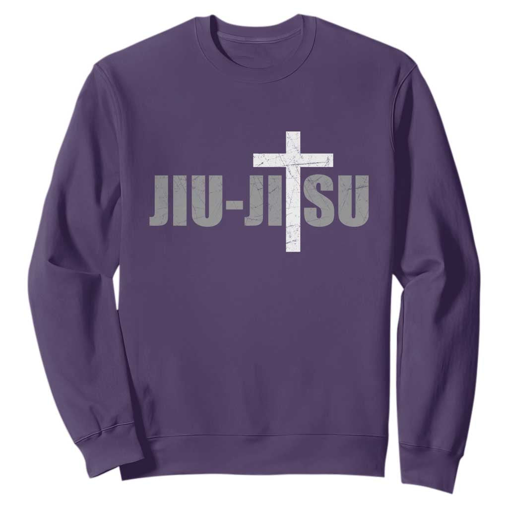 Jiu Jitsu Christian Cross Sweatshirt Retro Vintage Minimal Religious Faith TS10 Purple Print Your Wear