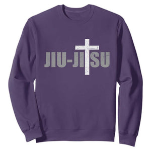 Jiu Jitsu Christian Cross Sweatshirt Retro Vintage Minimal Religious Faith TS10 Purple Print Your Wear