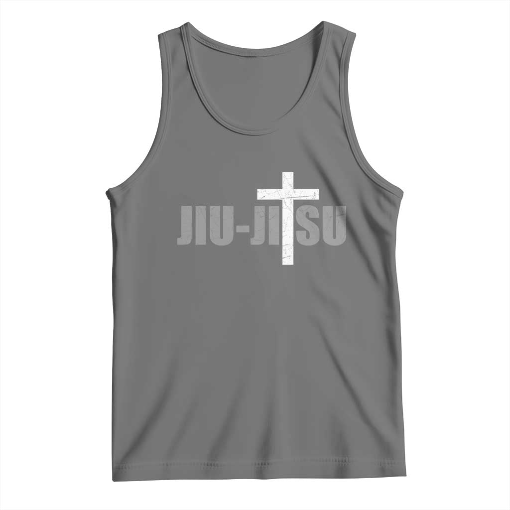Jiu Jitsu Christian Cross Tank Top Retro Vintage Minimal Religious Faith TS10 Black Heather Print Your Wear
