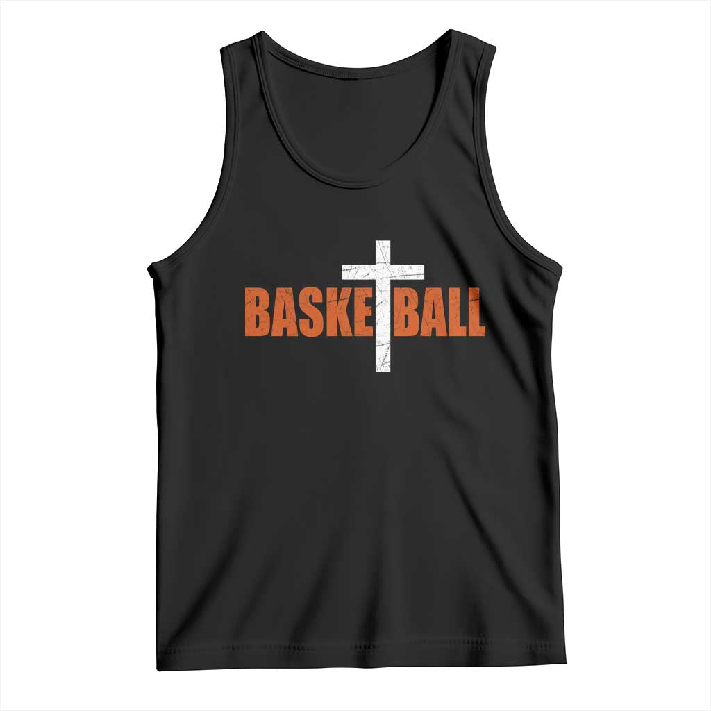 Christian Basketball Cross Tank Top Retro Vintage Minimal Religious Faith TS10 Black Print Your Wear