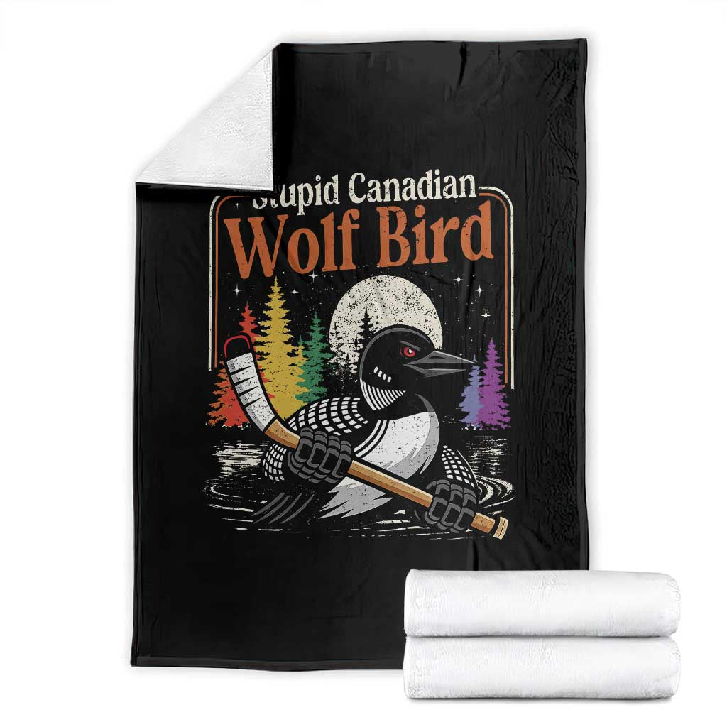 Stupid Canadian Wolf Bird Throw Blanket Retro Romance Hockey LGBT Book Movie Fans TS10 Black Print Your Wear