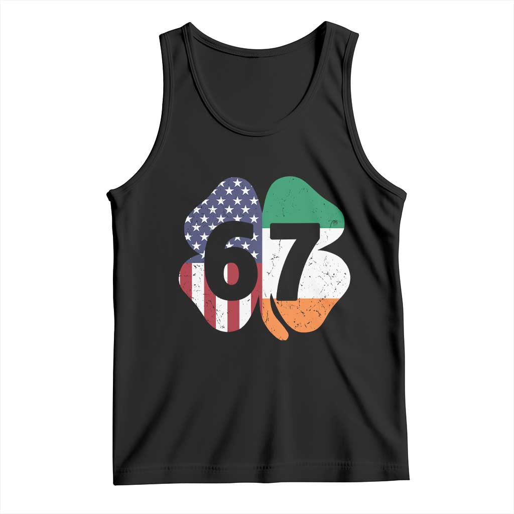 Six Seven 6 7 St Patricks Day Tank Top 67 Meme Irish American Ireland Flag Lucky Shamrocks TS10 Black Print Your Wear