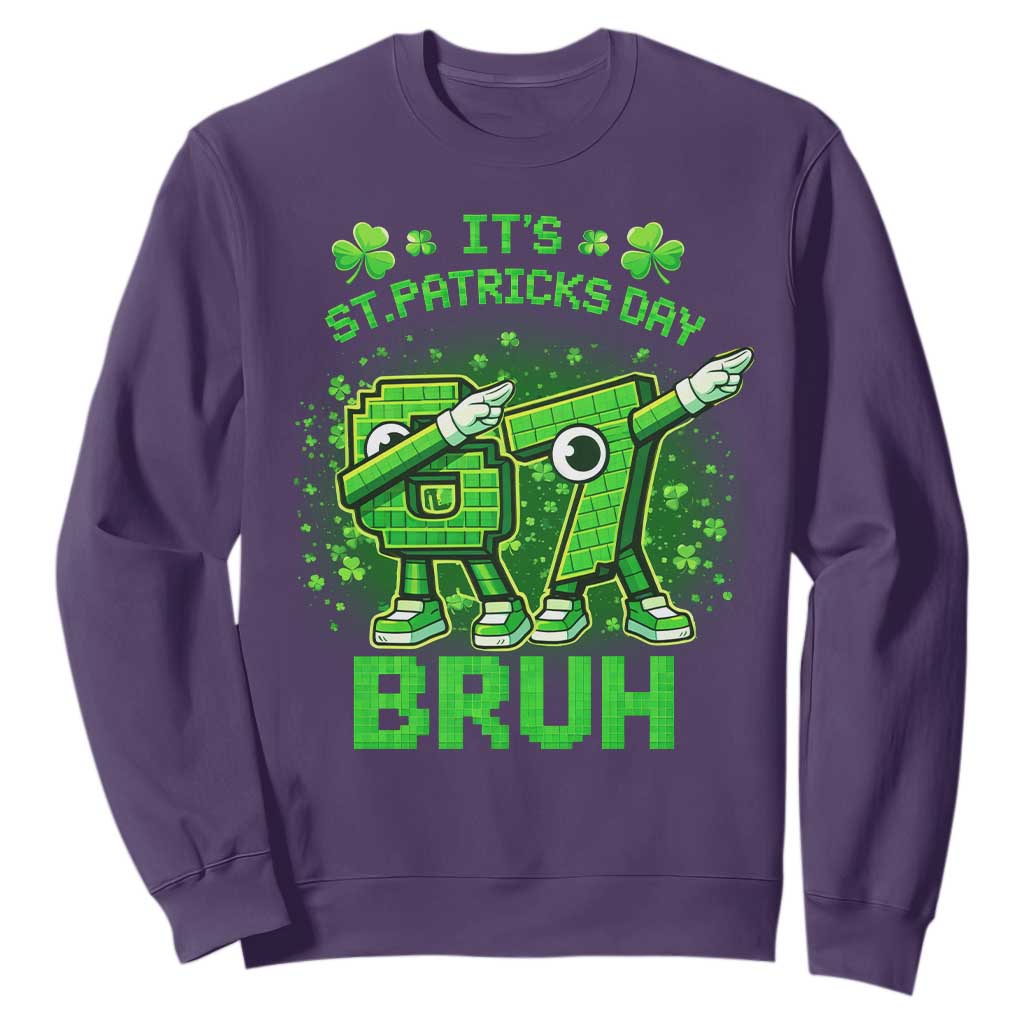 Its St Patricks Day 67 Bruh Sweatshirt Funny Shamrock Six Seven 6 7 Meme Gen Alpha TS10 Purple Print Your Wear