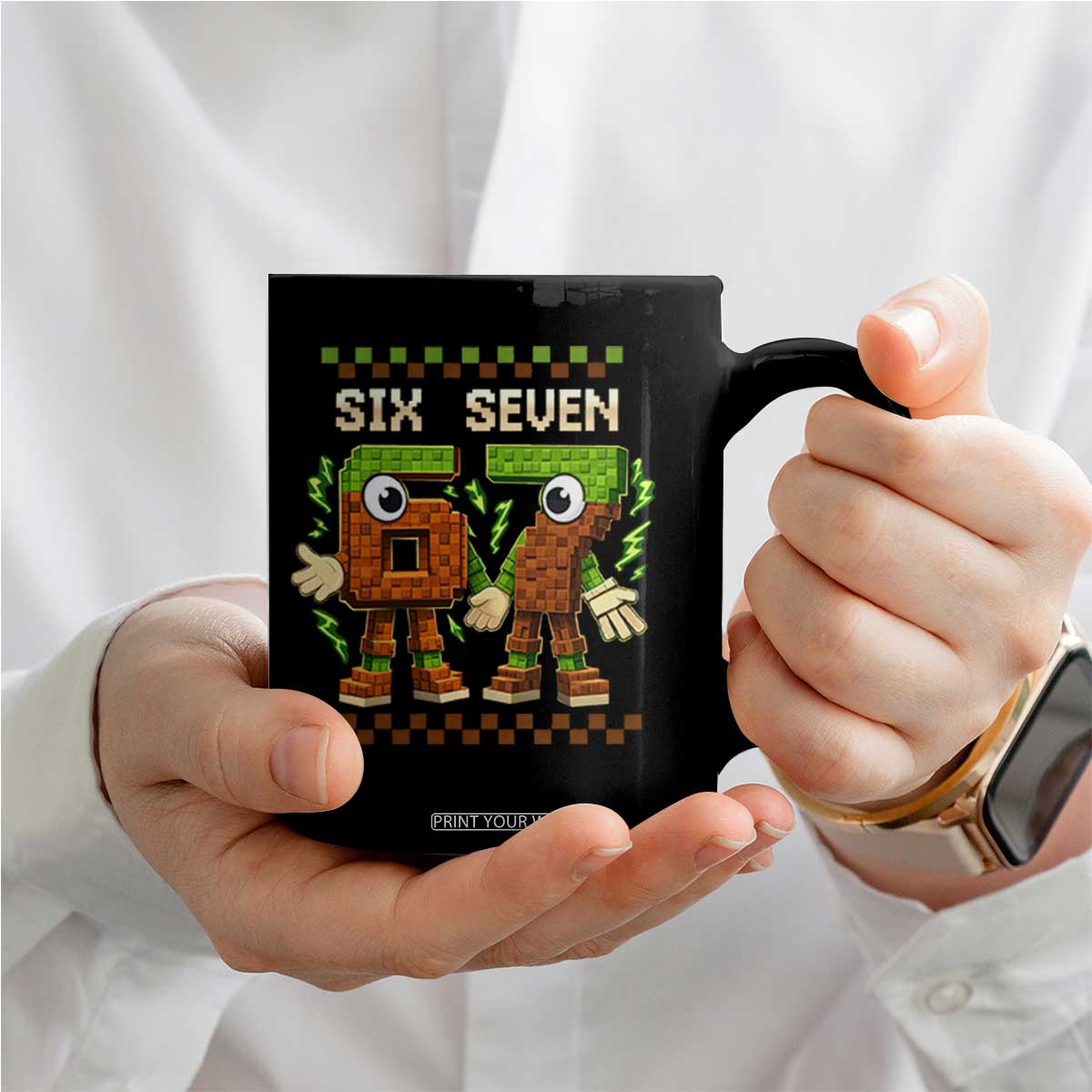 Six Seven Brainrot Italian Funny 67 Coffee Mug Checkered Kids Gaming Meme TS10 Print Your Wear