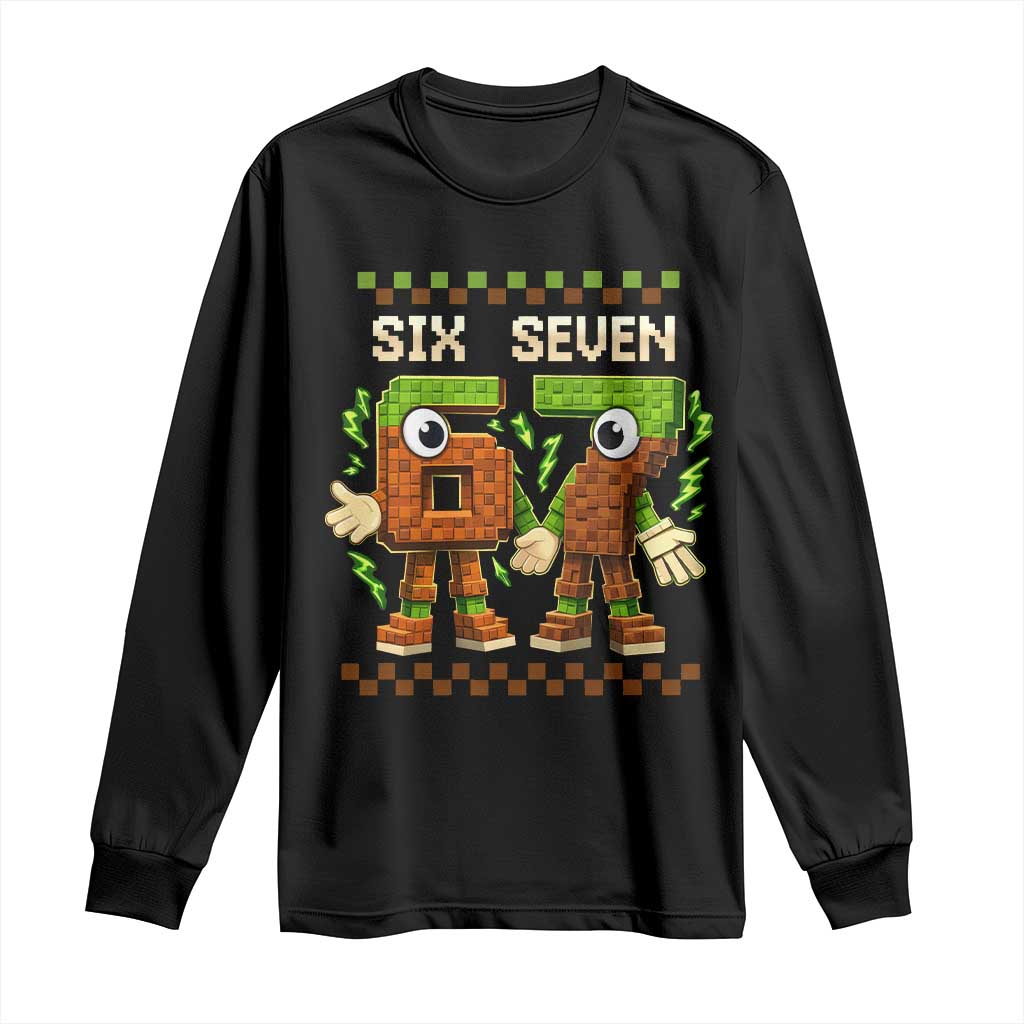 Six Seven Brainrot Italian Funny 67 Long Sleeve Shirt Checkered Kids Gaming Meme TS10 Black Print Your Wear