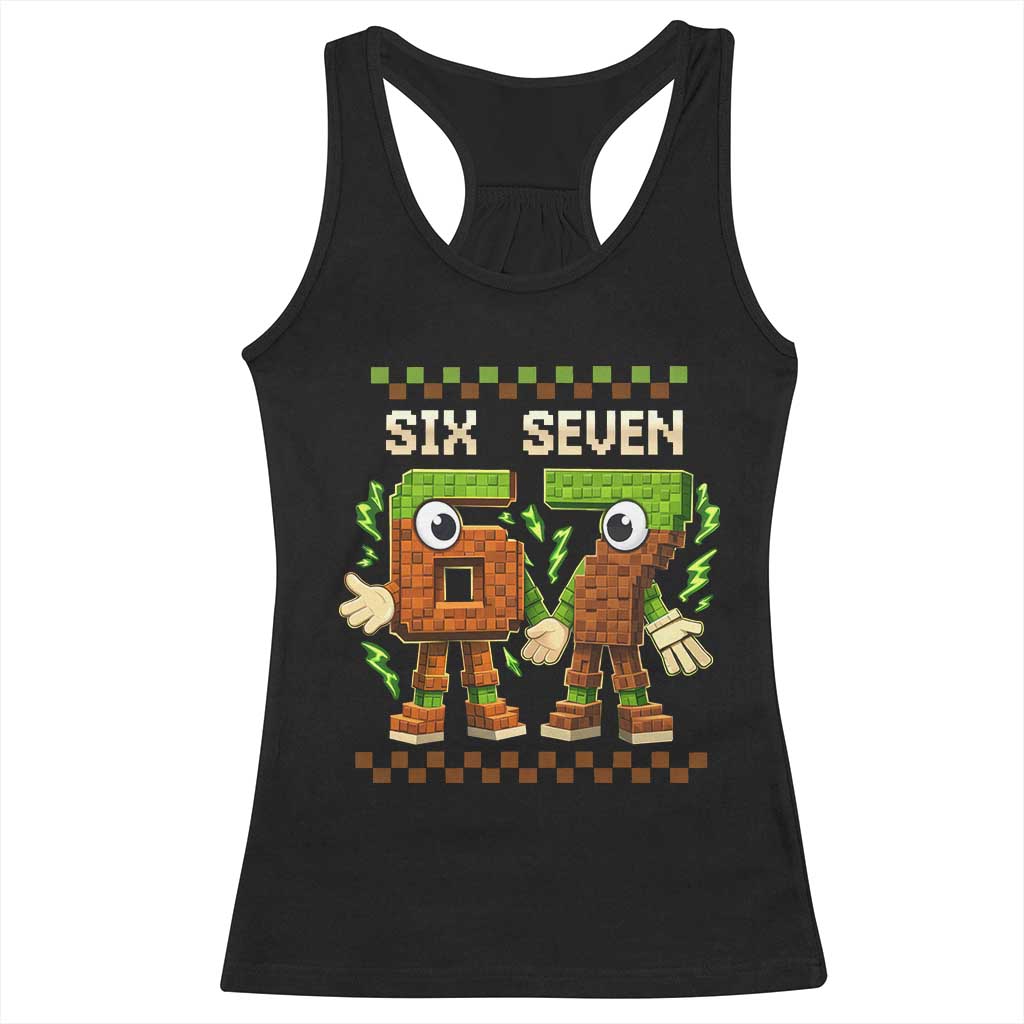Six Seven Brainrot Italian Funny 67 Racerback Tank Top Checkered Kids Gaming Meme TS10 Black Print Your Wear