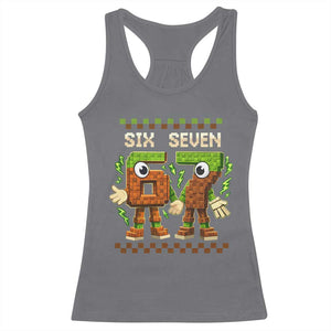 Six Seven Brainrot Italian Funny 67 Racerback Tank Top Checkered Kids Gaming Meme TS10 Charcoal Print Your Wear