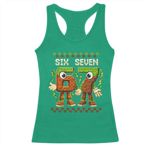 Six Seven Brainrot Italian Funny 67 Racerback Tank Top Checkered Kids Gaming Meme TS10 Irish Green Print Your Wear