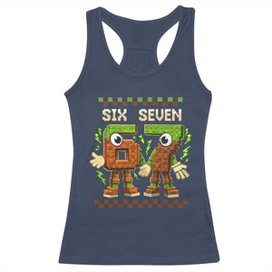 Six Seven Brainrot Italian Funny 67 Racerback Tank Top Checkered Kids Gaming Meme TS10 Navy Print Your Wear
