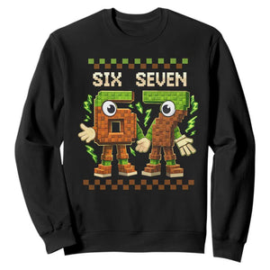 Six Seven Brainrot Italian Funny 67 Sweatshirt Checkered Kids Gaming Meme TS10 Black Print Your Wear