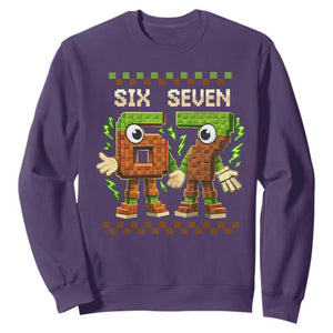 Six Seven Brainrot Italian Funny 67 Sweatshirt Checkered Kids Gaming Meme TS10 Purple Print Your Wear