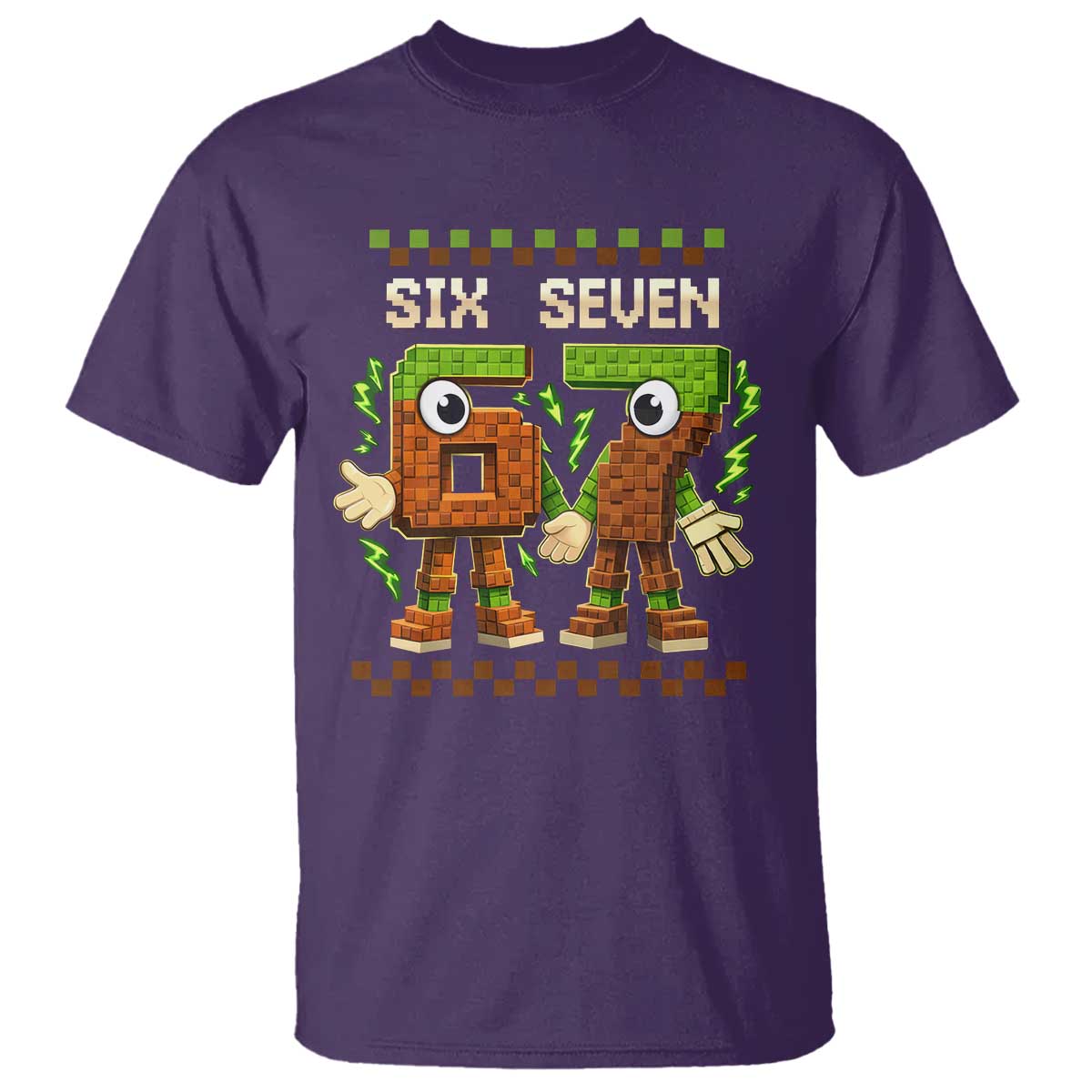 Six Seven Brainrot Italian Funny 67 T Shirt Checkered Kids Gaming Meme TS10 Purple Print Your Wear