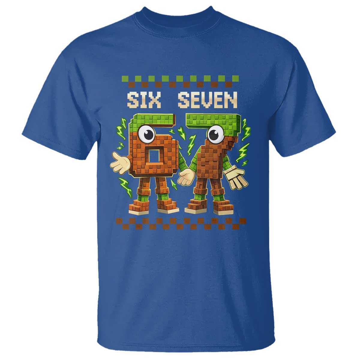 Six Seven Brainrot Italian Funny 67 T Shirt Checkered Kids Gaming Meme TS10 Royal Blue Print Your Wear