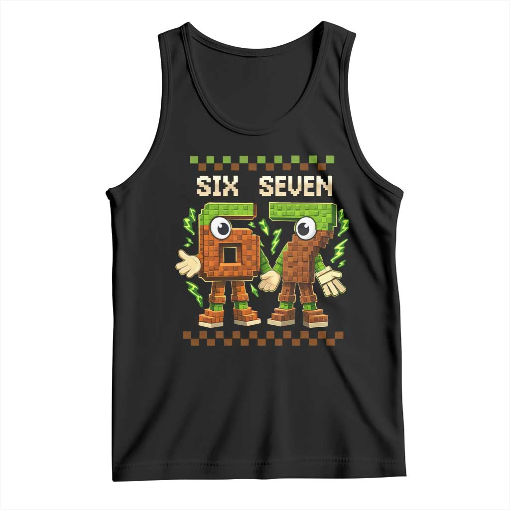 Six Seven Brainrot Italian Funny 67 Tank Top Checkered Kids Gaming Meme TS10 Black Print Your Wear