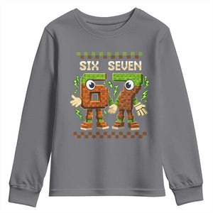 Six Seven Brainrot Italian Funny 67 Youth Sweatshirt Checkered Kids Gaming Meme TS10 Charcoal Print Your Wear