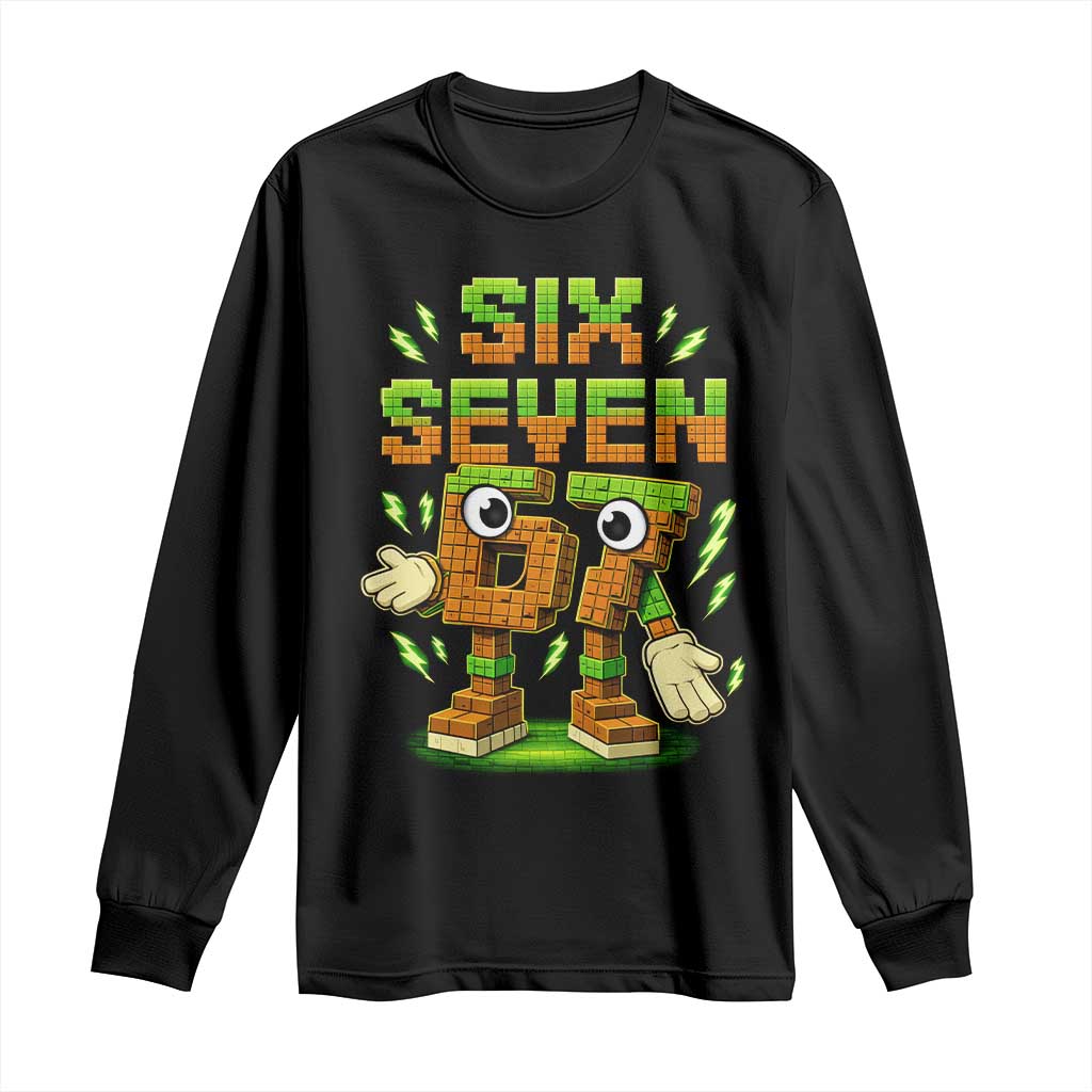 Six Seven Brainrot Italian Funny 67 Kids Gaming Meme Long Sleeve Shirt TS10 Black Print Your Wear