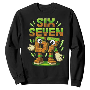 Six Seven Brainrot Italian Funny 67 Kids Gaming Meme Sweatshirt TS10 Black Print Your Wear
