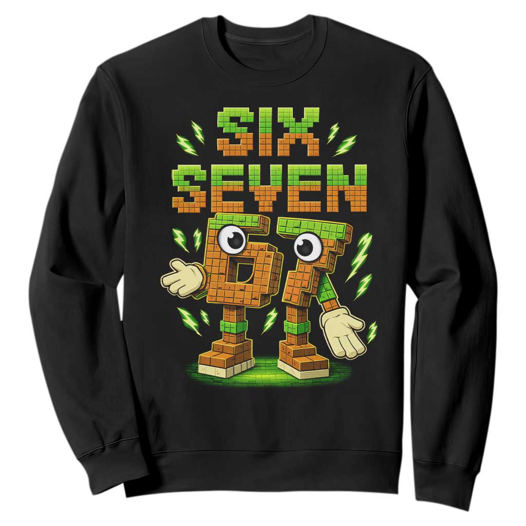 Six Seven Brainrot Italian Funny 67 Kids Gaming Meme Sweatshirt TS10 Black Print Your Wear