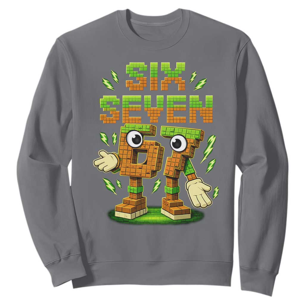 Six Seven Brainrot Italian Funny 67 Kids Gaming Meme Sweatshirt TS10 Charcoal Print Your Wear