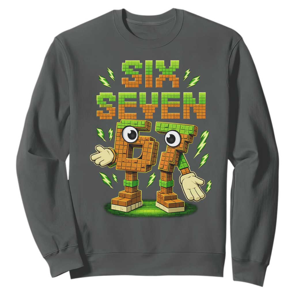 Six Seven Brainrot Italian Funny 67 Kids Gaming Meme Sweatshirt TS10 Dark Heather Print Your Wear