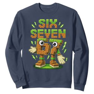 Six Seven Brainrot Italian Funny 67 Kids Gaming Meme Sweatshirt TS10 Navy Print Your Wear