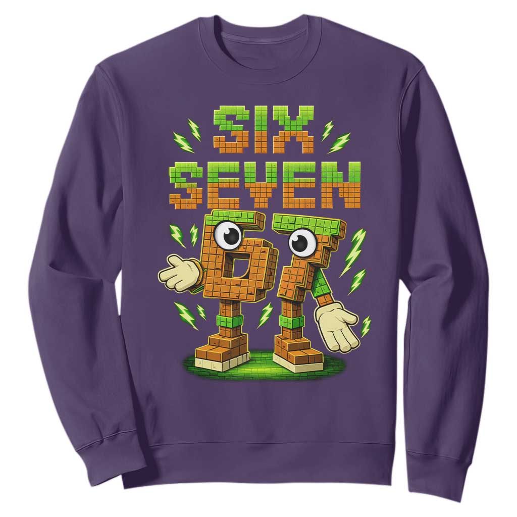 Six Seven Brainrot Italian Funny 67 Kids Gaming Meme Sweatshirt TS10 Purple Print Your Wear