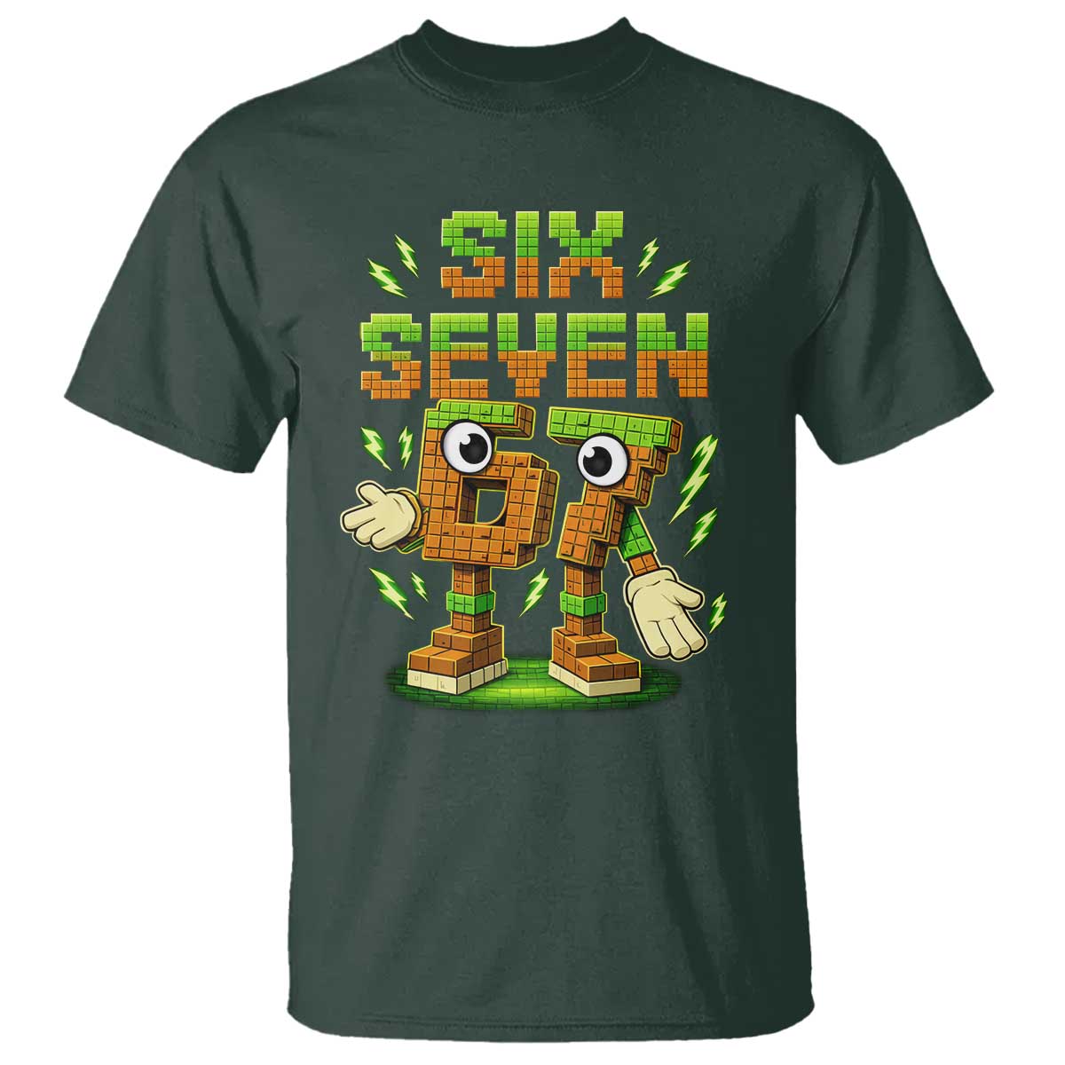 Six Seven Brainrot Italian Funny 67 Kids Gaming Meme T Shirt TS10 Dark Forest Green Print Your Wear