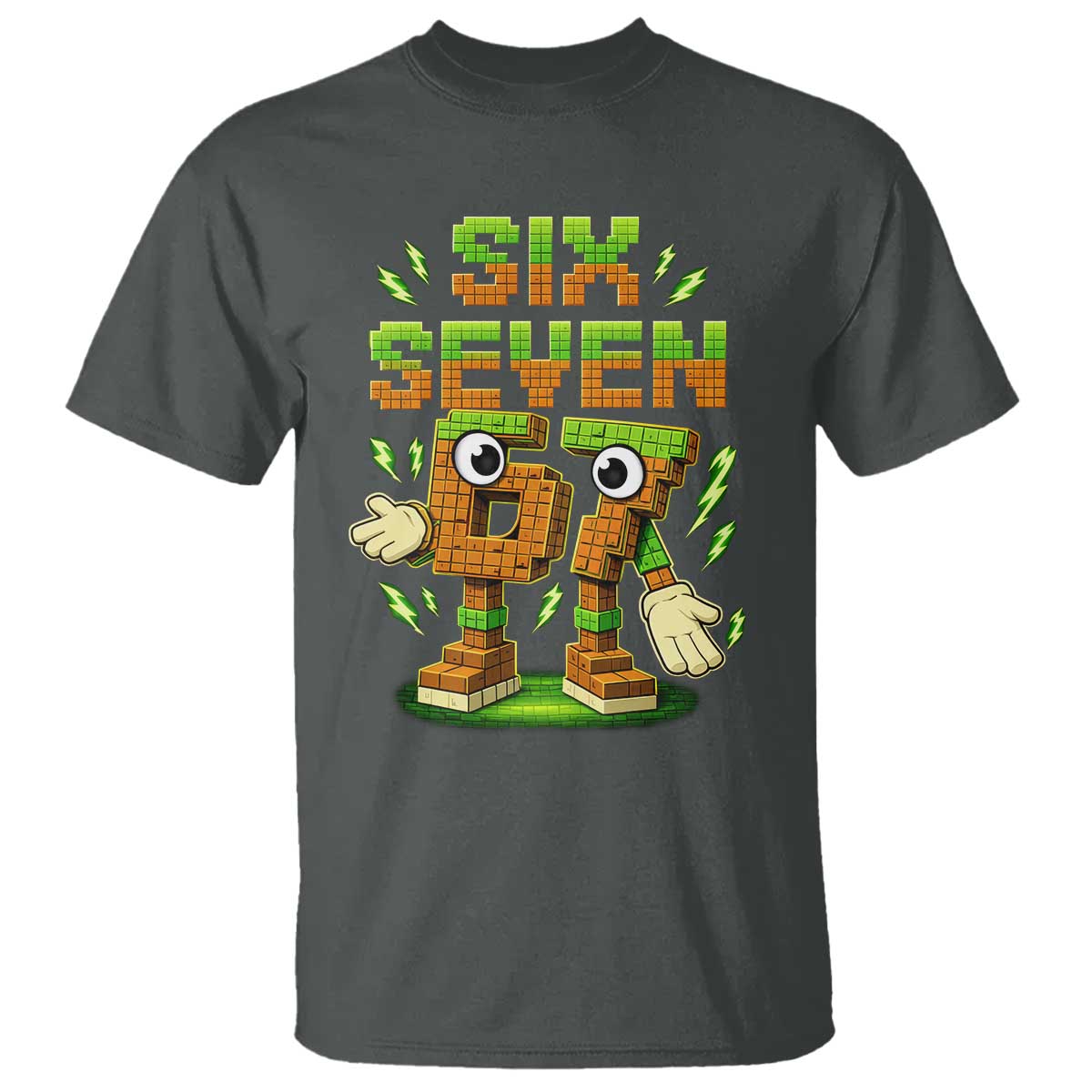 Six Seven Brainrot Italian Funny 67 Kids Gaming Meme T Shirt TS10 Dark Heather Print Your Wear