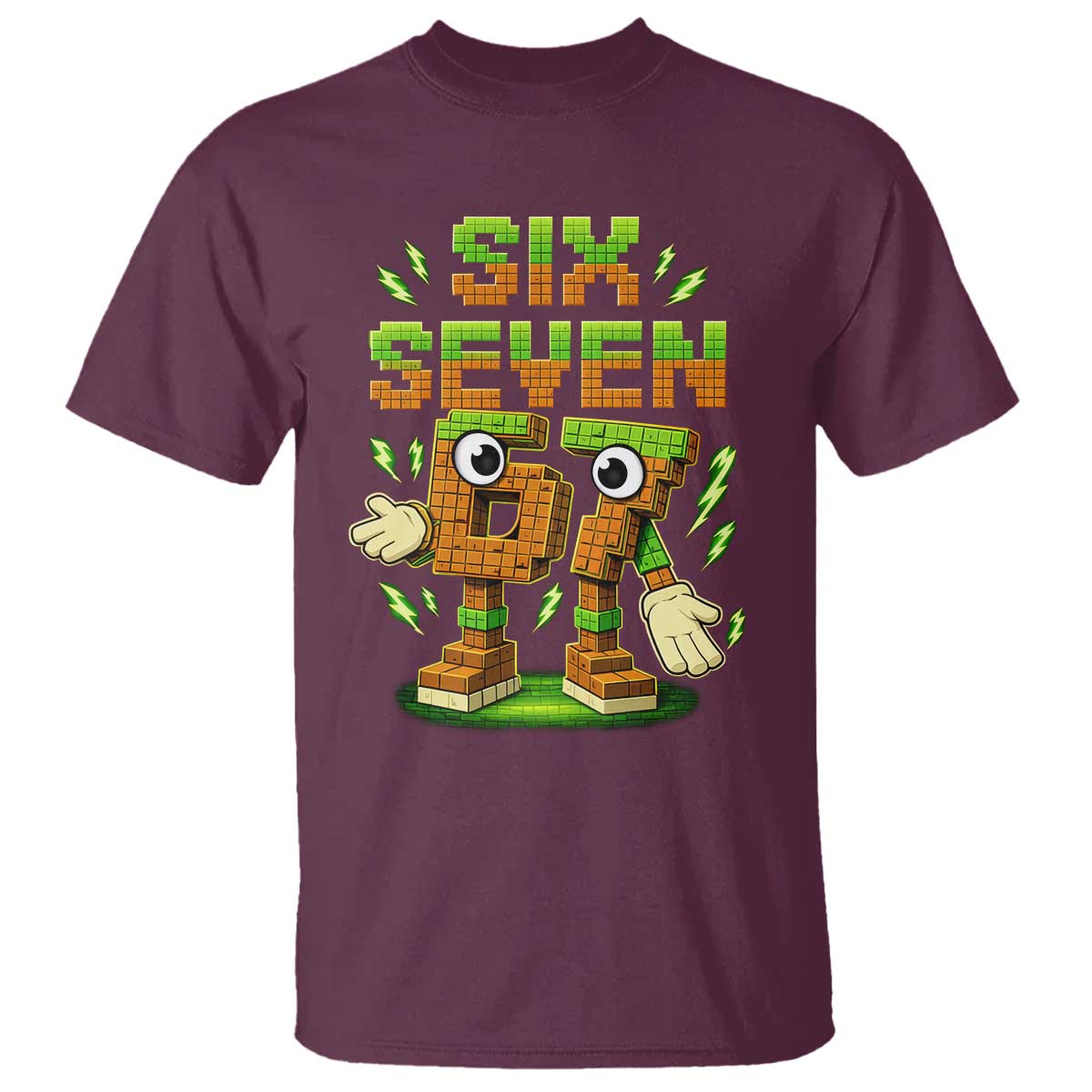 Six Seven Brainrot Italian Funny 67 Kids Gaming Meme T Shirt TS10 Maroon Print Your Wear