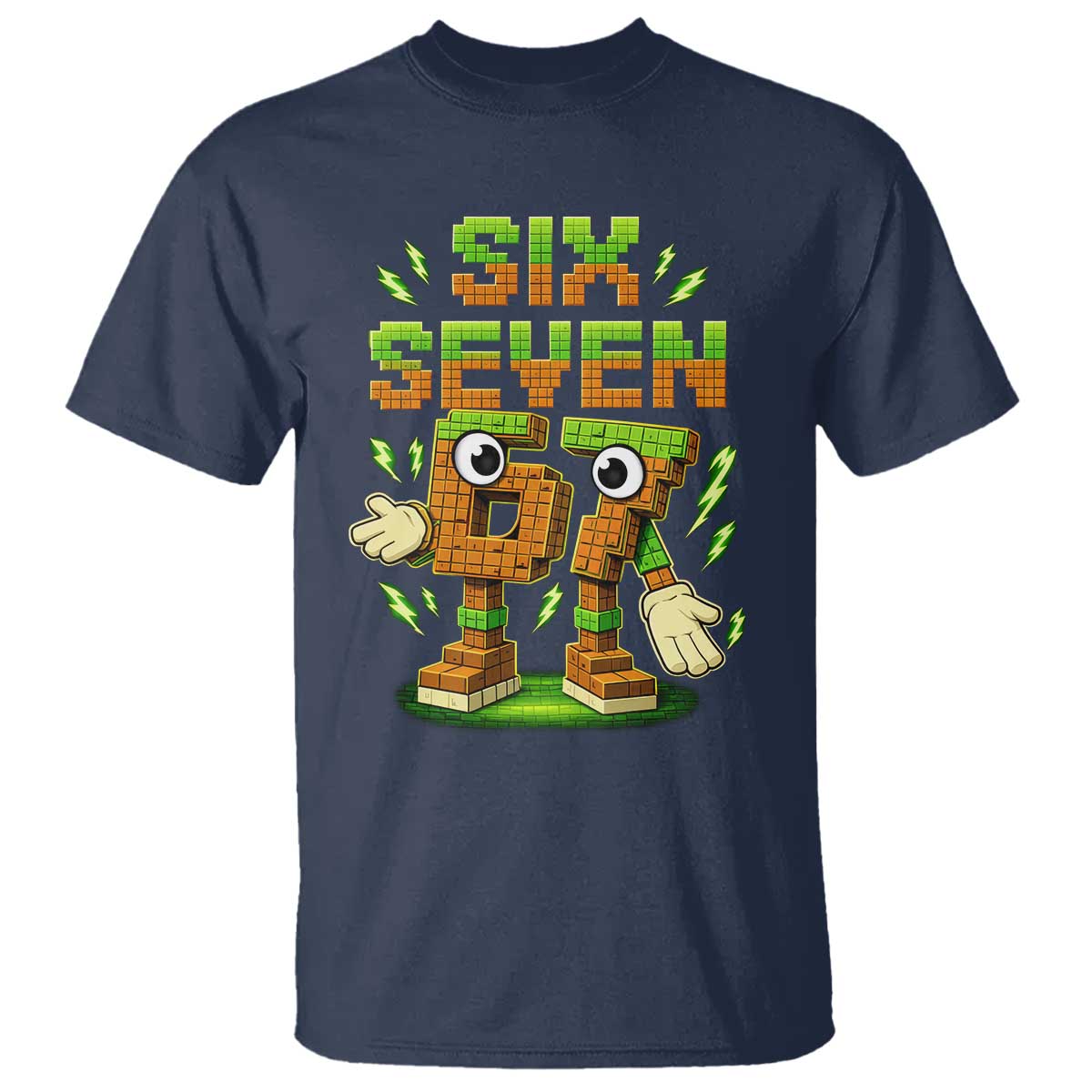 Six Seven Brainrot Italian Funny 67 Kids Gaming Meme T Shirt TS10 Navy Print Your Wear