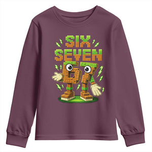 Six Seven Brainrot Italian Funny 67 Kids Gaming Meme Youth Sweatshirt TS10 Maroon Print Your Wear