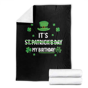 Funny Birthday St Patricks Day Throw Blanket Funny Shamrock Born Lucky Irish Bday TS10 Black Print Your Wear