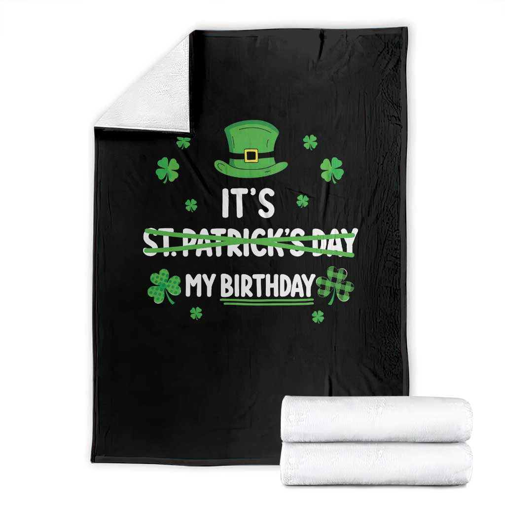 Funny Birthday St Patricks Day Throw Blanket Funny Shamrock Born Lucky Irish Bday TS10 Black Print Your Wear