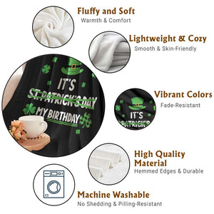 Funny Birthday St Patricks Day Throw Blanket Funny Shamrock Born Lucky Irish Bday TS10 Print Your Wear