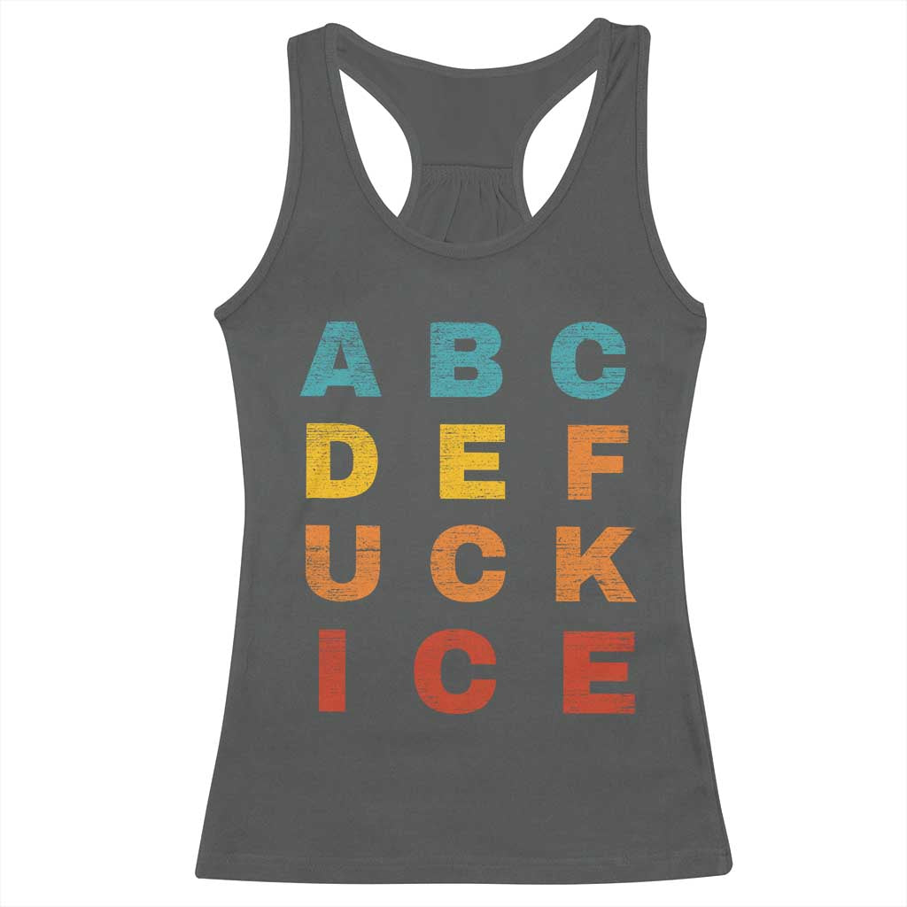 Fck Ice Racerback Tank Top Retro Protest Chinga La Migra Subtle FDT TS10 Dark Heather Print Your Wear