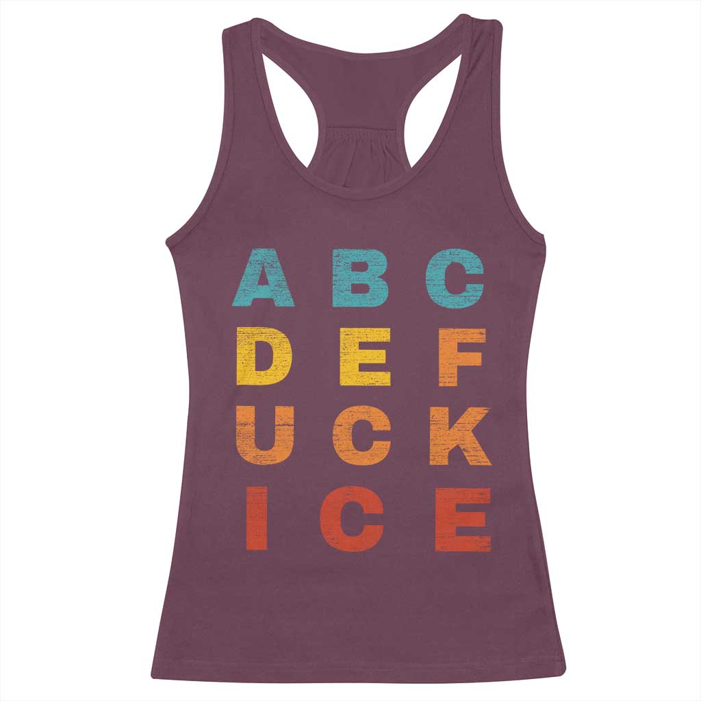 Fck Ice Racerback Tank Top Retro Protest Chinga La Migra Subtle FDT TS10 Maroon Print Your Wear