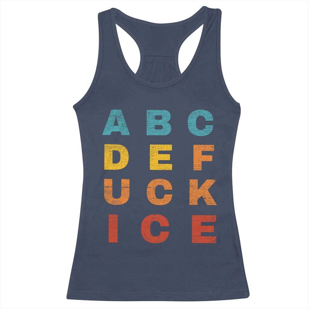 Fck Ice Racerback Tank Top Retro Protest Chinga La Migra Subtle FDT TS10 Navy Print Your Wear