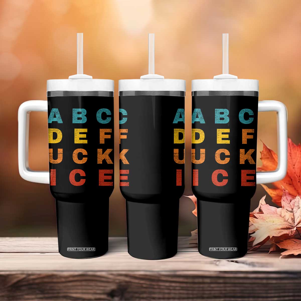 Fck Ice Tumbler With Handle Retro Protest Chinga La Migra Subtle FDT TS10 Print Your Wear