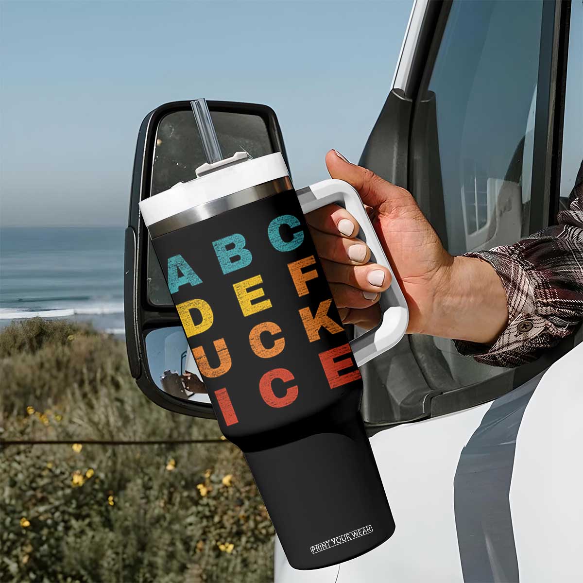 Fck Ice Tumbler With Handle Retro Protest Chinga La Migra Subtle FDT TS10 Print Your Wear