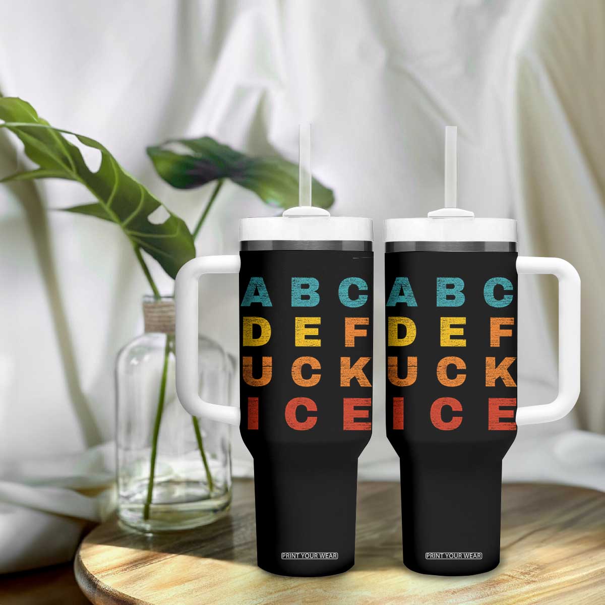 Fck Ice Tumbler With Handle Retro Protest Chinga La Migra Subtle FDT TS10 Print Your Wear