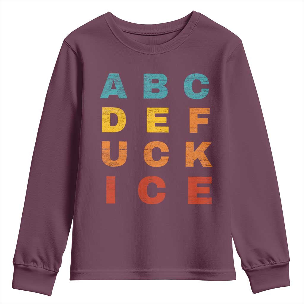 Fck Ice Youth Sweatshirt Retro Protest Chinga La Migra Subtle FDT TS10 Maroon Print Your Wear