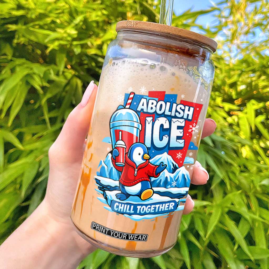 Abolish Ice Glass Can Subtle FDT Penguin Slush Drink Funny Summer Chill Mode TS10 Black Print Your Wear