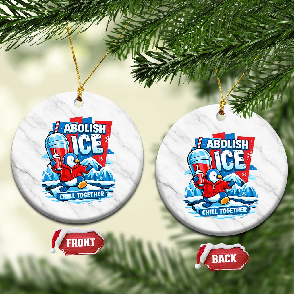 Abolish Ice Ceramic Ornament Subtle FDT Penguin Slush Drink Funny Summer Chill Mode TS10 1pc White Marble Print Your Wear